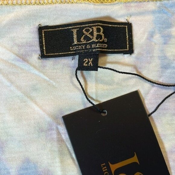 Lucky & Blessed Duster with Pockets, Blue Yellow and Purple Tie Dye, NWT 2X - Picture 7 of 9